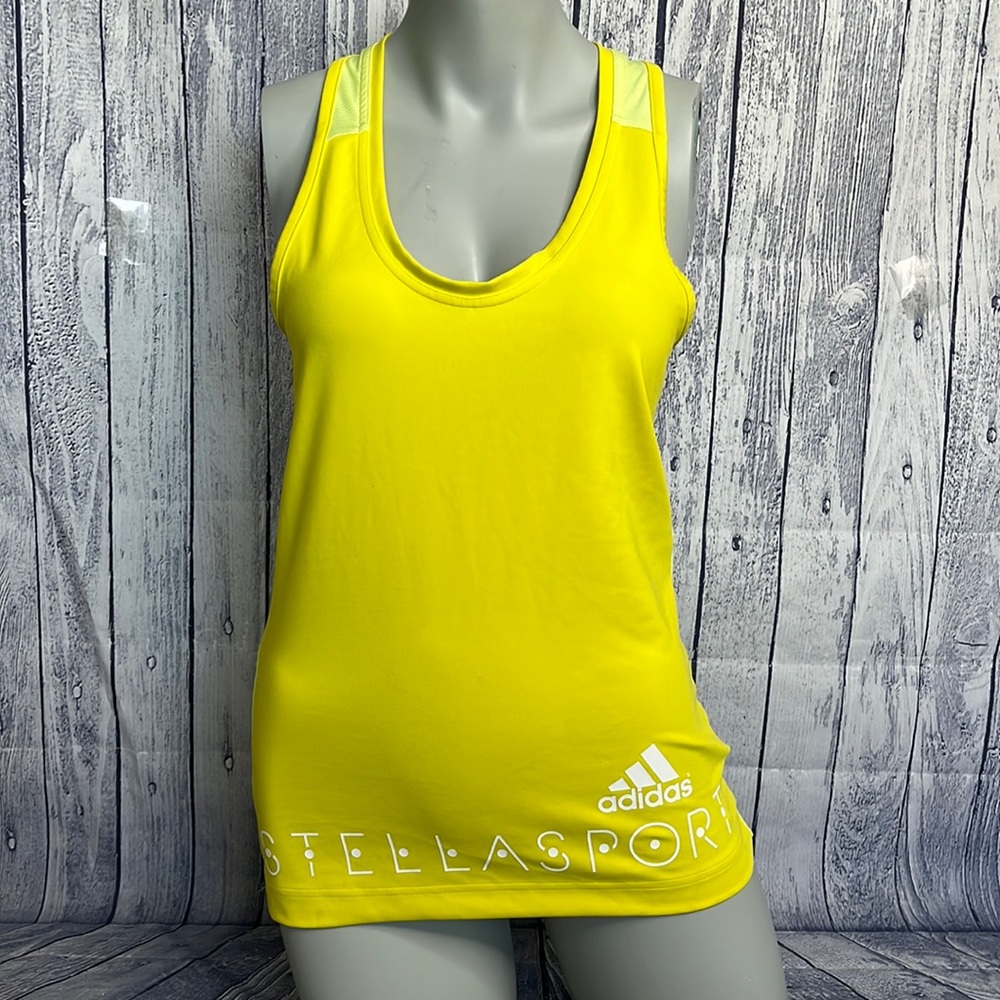 Adidas Stella Sport Neon Yellow Racerback Climalite Running Tank Top, Small